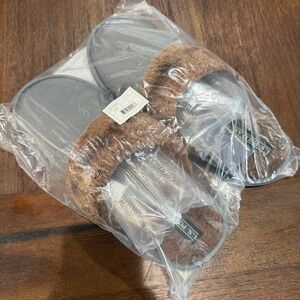 U.S. Polo Assn Mens Grey Indoor/Outdoor Slippers Large 11/12 NWT Faux Fur Lined